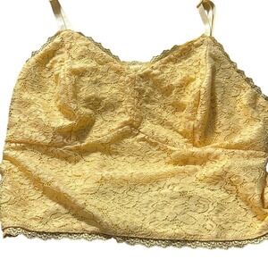 BOUTIQUE ASHLEY NELL TIPTON Yellow ALL-OVER LACE LINED‎ CROP TOP. 0X